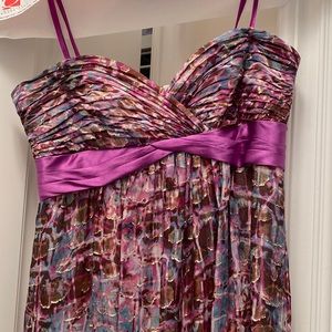 BCBG Maxazria multi color strapless long dress